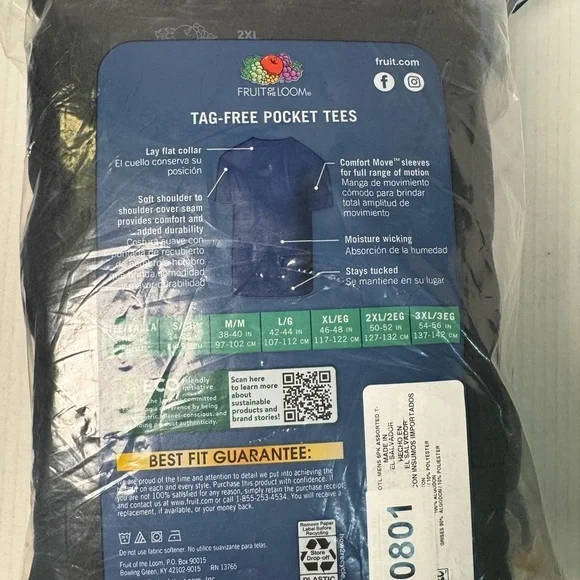 Fruit of the Loom Men's Eversoft Pocket T-Shirt Undershirts, 6-Pack - Picture 10 of 10